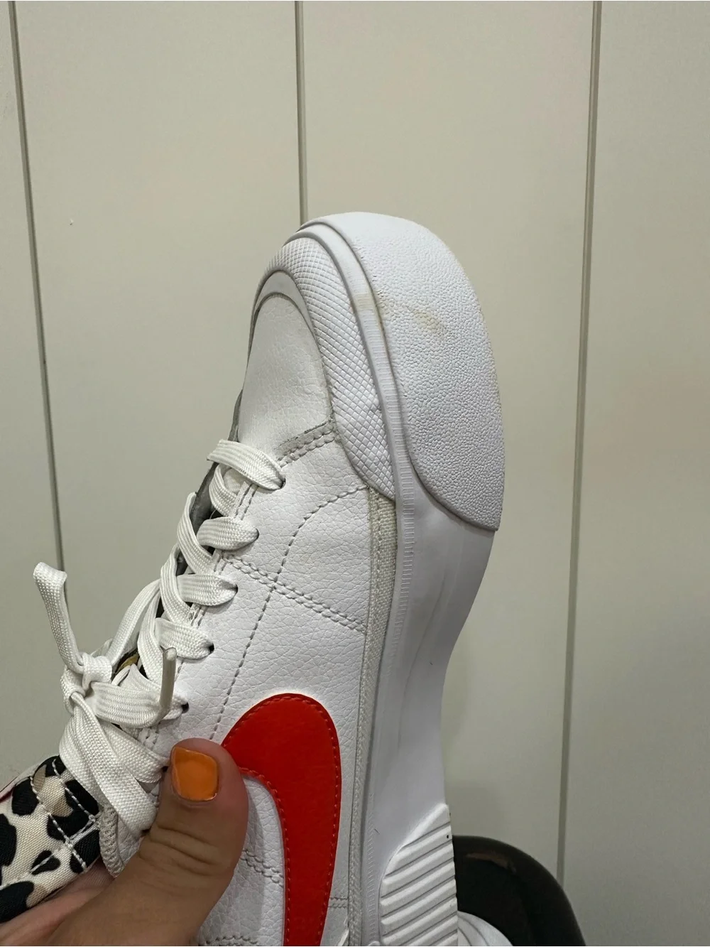 Nike White Platform Sneakers with Bright Red Swoosh